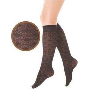 Sierra Socks Nylon Flower Pattern Knee Hi Socks